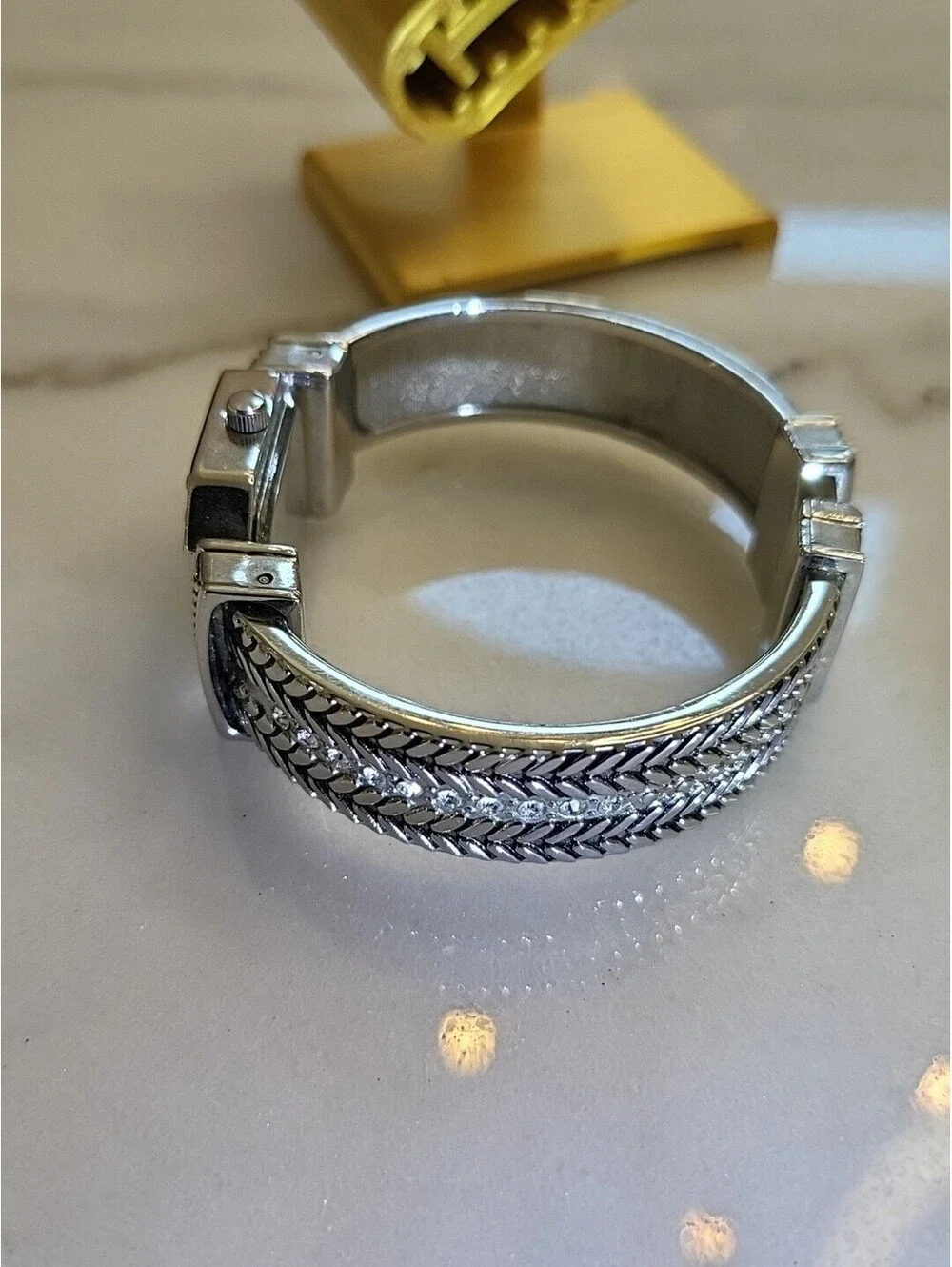 Vtg Massini Womans Watch Bangle OSFA New Battery Silvertone 23mm Works EUC